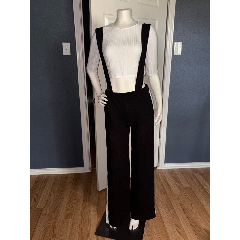 Women 2PC Set 3/4 Sleeve Crop Top Wide Leg Jumpsuit Outfit burgundy black mustar - Picture 3 of 9
